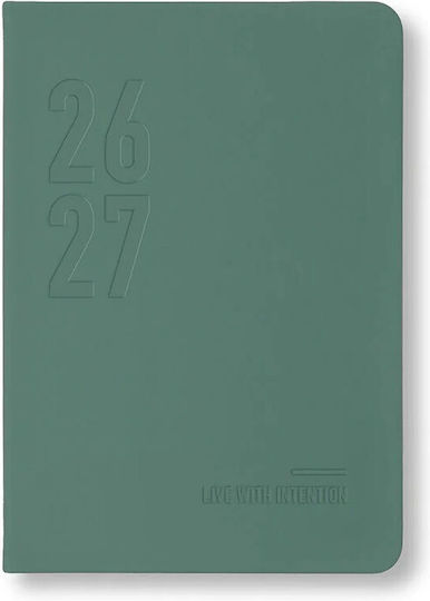 Letts Agendă Academică Letts Conscious 2026-2027 Zilnică A6 Multilingv Verde Închis 27-031994