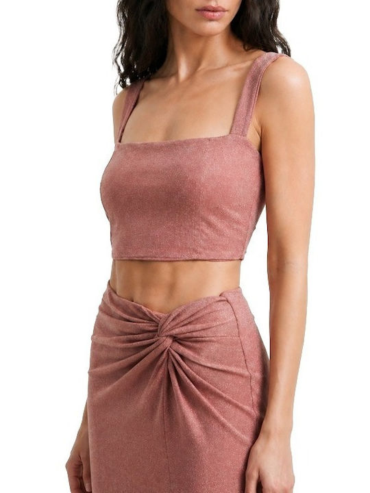 Γυναικείο Crop Top με Τιράντες Pink