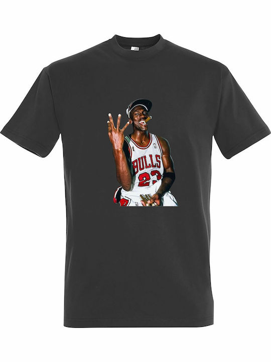 Tricou Unisex Michael Jordan Cigar Poster Basketball NBA Gri Închis