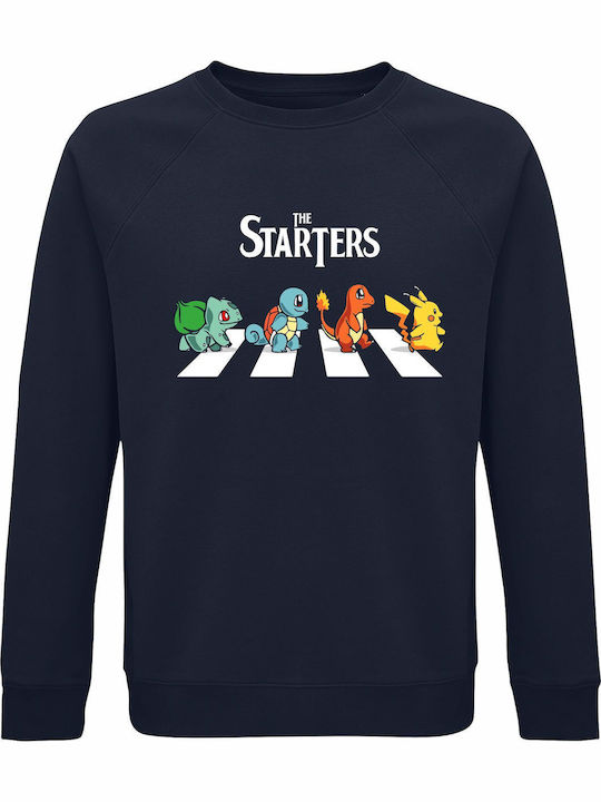Sweatshirt Organic Unisex " Starters Pokemon Fanart " French Navy Sweatshirt Organic Unisex " Starters Pokemon Fanart " French Navy