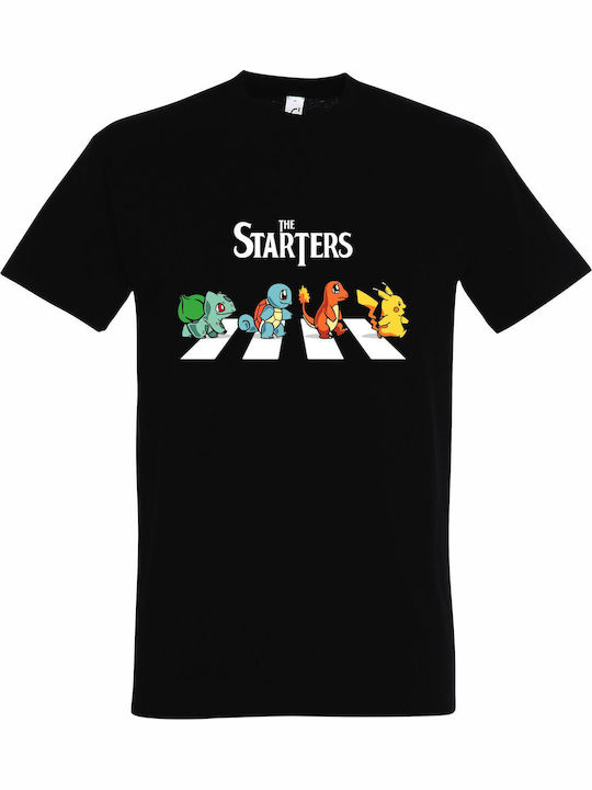T-shirt Unisex " Starters Pokemon Fanart " Black T-shirt Unisex " Starters Pokemon Fanart " Black