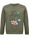 Sweatshirt Organic Unisex " Wake Me Pastry Summer Watercolor " Khaki