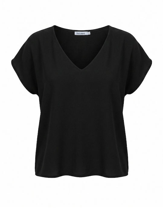 Toi&Moi Women's Blouse with V Neckline Black