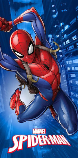Prosop De Plajă Quick Dry Marvel Spider-man 375 70x140 Albastru 100% Microfibră