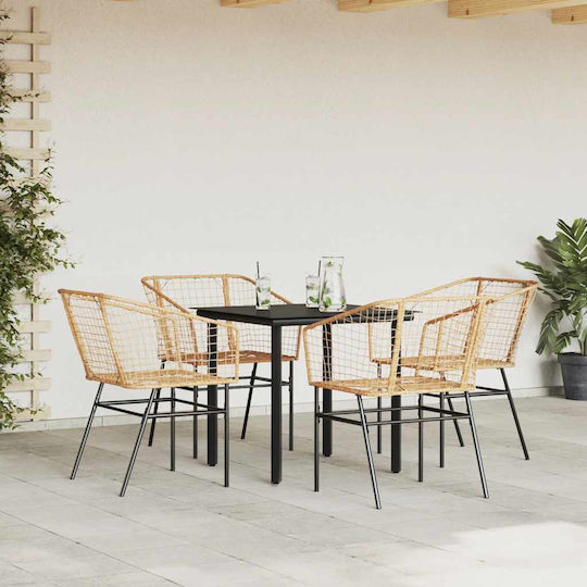 Garten- und Outdoor-Möbelsets Typsatz Speisesaal 5 Stück Schwarz mit Kissen