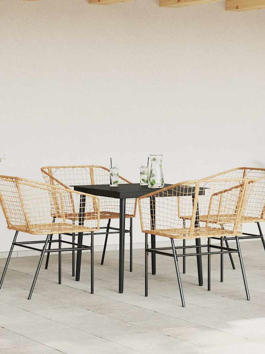 Set Sala De Mese Pentru Exterior 5 Piese Negru Cu Perne