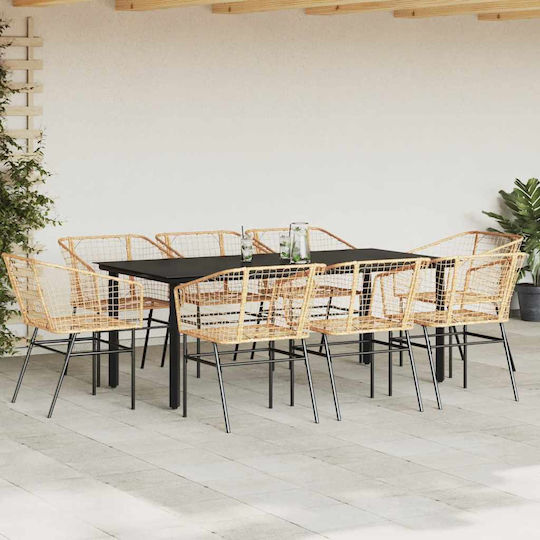 Garten- und Outdoor-Möbelsets Typsatz Speisesaal 9 Stück Schwarz