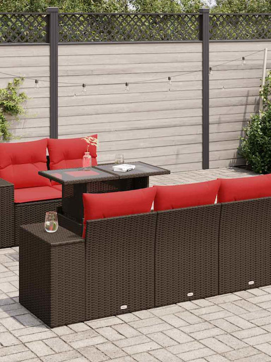 Garten- und Outdoor-Möbelsets 6 Stück Braun mit...