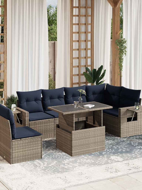 Set Cameră De Zi Pentru Exterior 7 Piese Gri Cu...