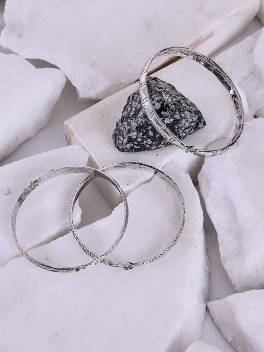 Celestino Set 3 Relief Cuff Armbänder Silber