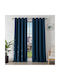 Joydeco Set Perdele Opace Cu Capse Albastru Navy 140x245 cm