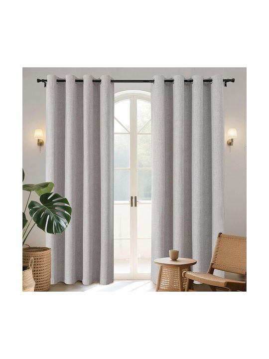 Joydeco Set of Blackout Curtains with Gray Grommets 132x210cm