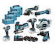 Makita DLX7030T3J Σετ Γωνιακός Τροχός, Δισκοπρίονο, Δραπανοκατσάβιδο, Κρουστικό Δραπανοκατσάβιδο, Πιστολέτο, Πολυεργαλείο & Σέγα Brushless 18V με 3 Μπαταρίες 5Ah και Θήκη