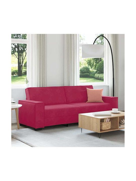Three-Seater Velvet Red Couch 220x78x84 cm