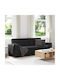 Three-Seater Velvet Black Couch 220x78x84cm