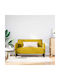 Two-Seater Velvet Yellow Couch 124x68x74 cm