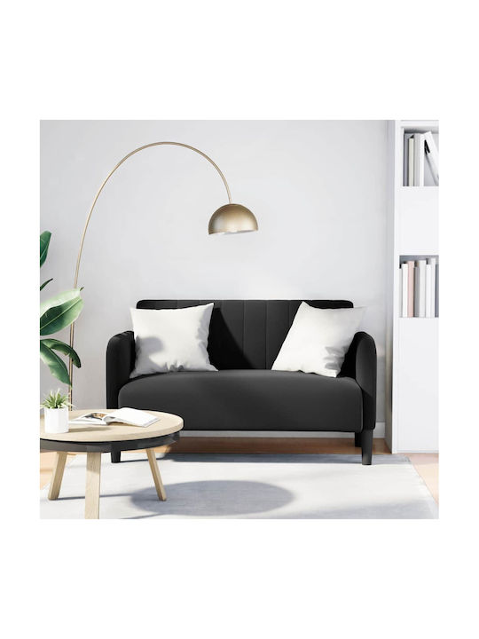 Two-Seater Velvet Black Couch 124x68x74 cm