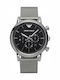 Emporio Armani Men's Watch 46mm Battery Chronograph with Silver Metal Bracelet
