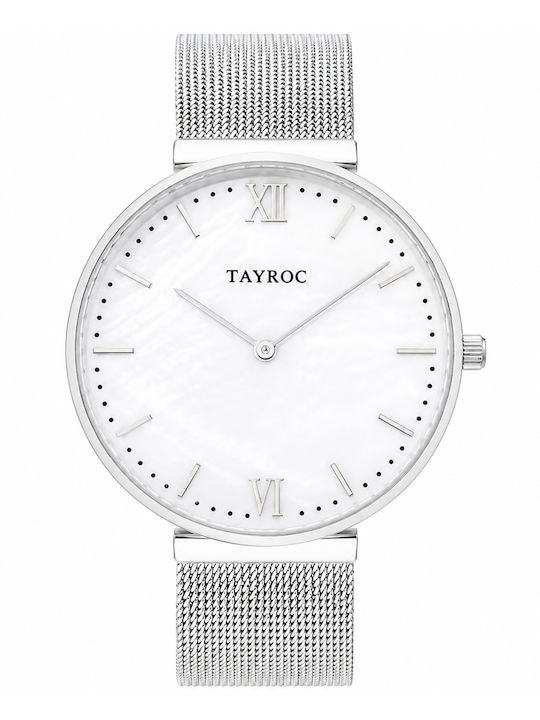 Tayroc Damenuhr 36mm Batterie mit Grau Rostfreier Stahl Armband