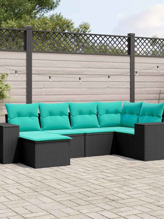 Outdoor Corner Sofa Rattan with Cushions 62x62x69cm
