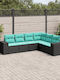 Ecksofa Outdoor Rattan mit Kissen 62x62x69cm