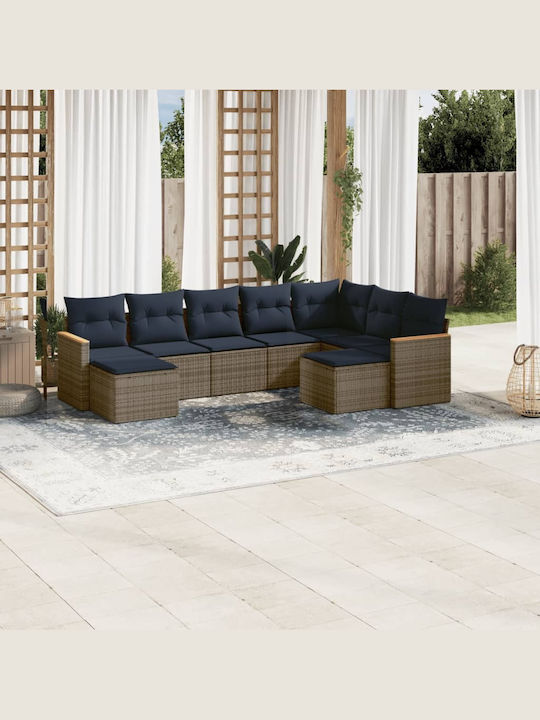 Outdoor Corner Rattan Sofa with Cushions 62x62x...