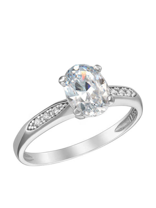 Ioannis Kosmima Single Stone Ring in 9K White Gold with Zircon