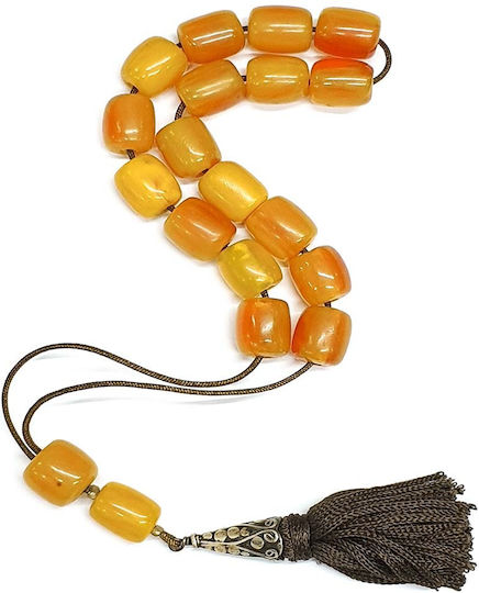 Roloi Komboloi Worry Beads with 17 Resin Beads Length 30cm Yellow