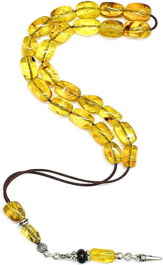 Roloi Komboloi Worry Beads with 23 Amber Beads Length 31cm Yellow