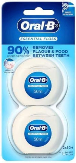Oral-B Essential Κερωμένο Οδοντικό Νήμα με Γεύση Μέντα 50m 2τμχ