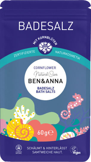 Natural Care Ben & Anna Cornflower Bath Salts Sachet 60g Natural Vegan Bath Salts Cornflower Relaxation & Wellness