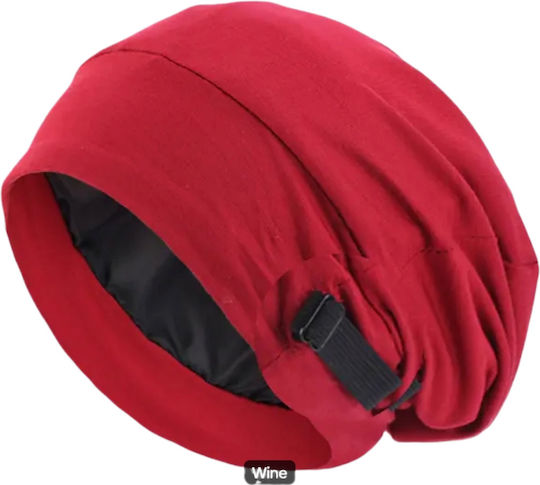 Turban Schlafmütze Baumwoll-Laken Satin Burgundisch