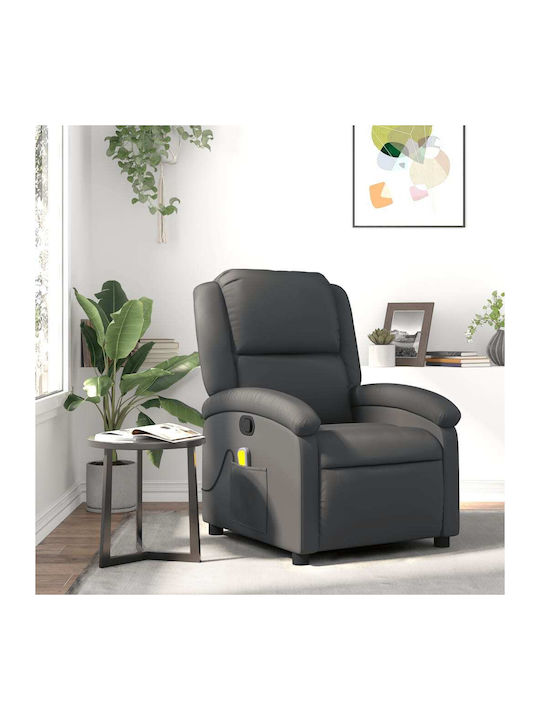 Πολυθρόνα Relax Massage από Γνήσιο Δέρμα Γκρι 71x86.5x99.5cm
