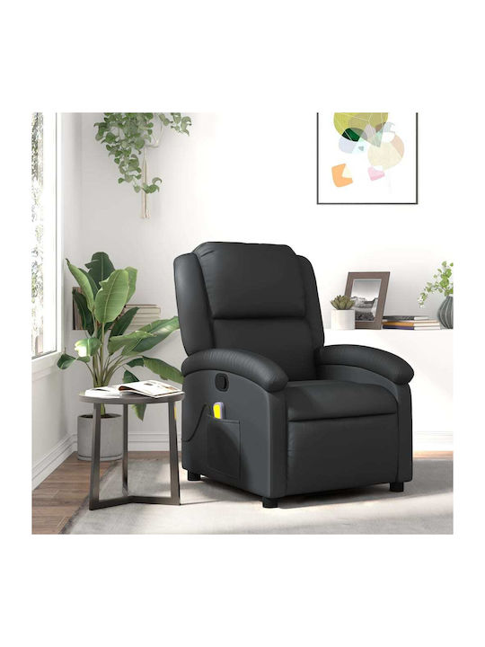 Relax Sessel aus Echtem Leder Schwarz 71x86.5x99.5cm