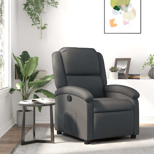 Relax Sessel mit Fußhocker aus Echtem Leder Graue 71x86.5x99.5cm