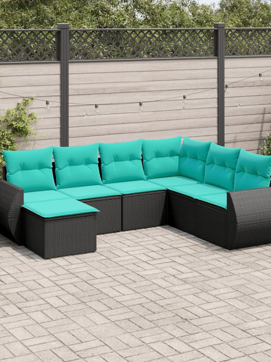 Outdoor Corner Sofa Rattan With Cushions 62x62x69cm