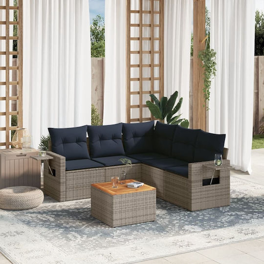 Garten- und Outdoor-Möbelsets 6 Stück Grau mit Kissen
