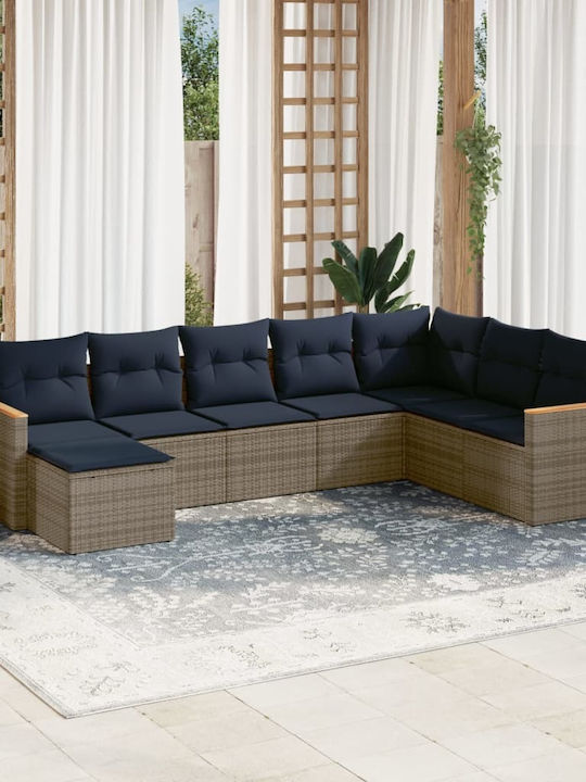 Ecksofa Outdoor Rattan mit Kissen 62x62x69cm