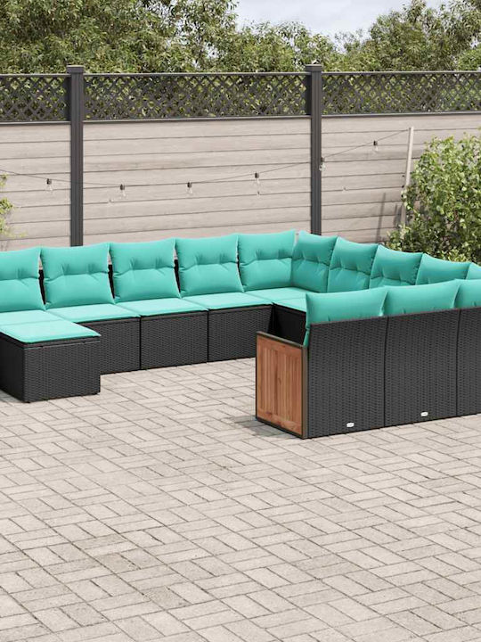 Ecksofa Outdoor Rattan mit Kissen 55x62x69cm