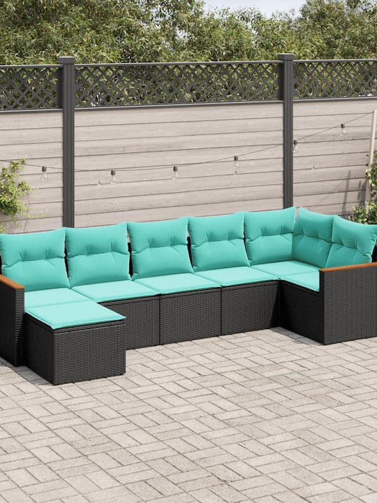 Outdoor Corner Sofa Rattan With Cushions 62x62x69cm