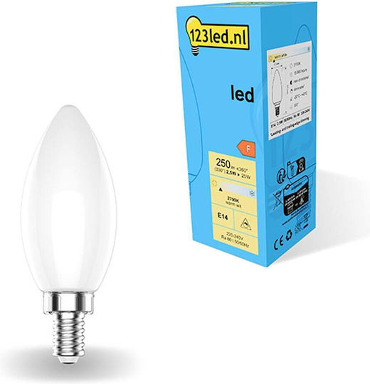 123led Bec LED 2.5W Pentru Bază De Bec E14 Și Formă C35 Alb Cald 250 Lumen Reglabil În Intensitate