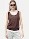 Women's Summer Linen Sleeveless Blouse Dark Brown