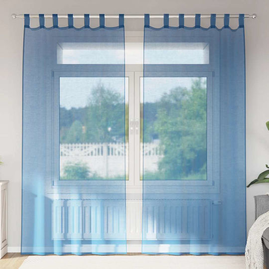 vidaXL Комплект Пердета И Завеси С Презрамки Синьо Роял 140x225см
