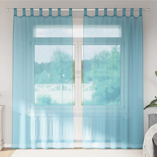 vidaXL Комплект Пердета И Завеси С Презрамки Voile Тюркоазени 140x245см