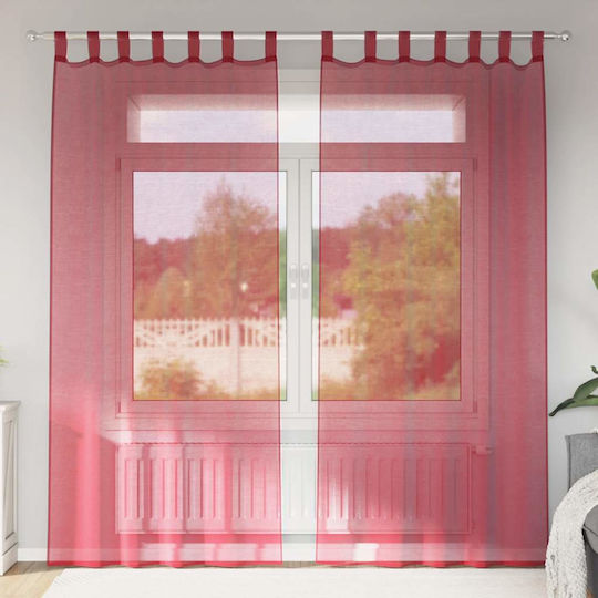 vidaXL Комплект Пердета И Завеси С Презрамки Вино Червено 140x245см