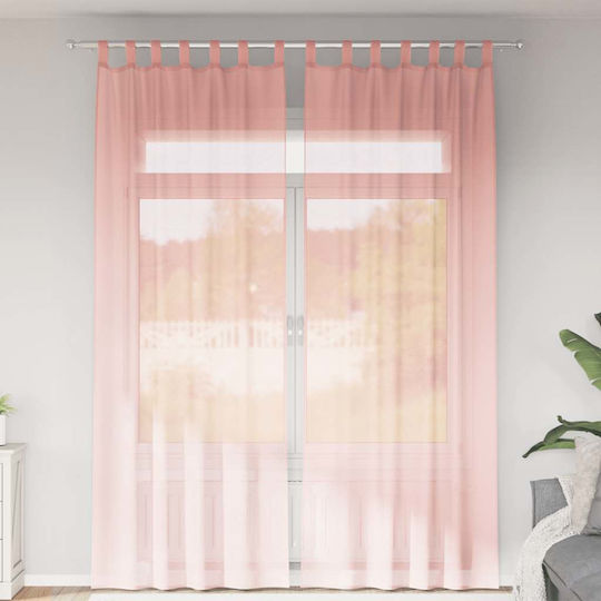 vidaXL Set Curtains with Tab Top Voile Pink 140x260cm