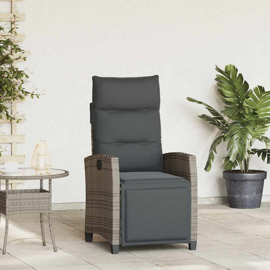 Outdoor Chair Rattan Gray with Cushion
