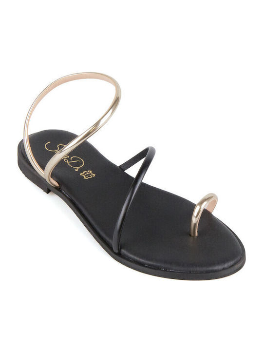 Silia D Leather Women's Flat Sandals Black