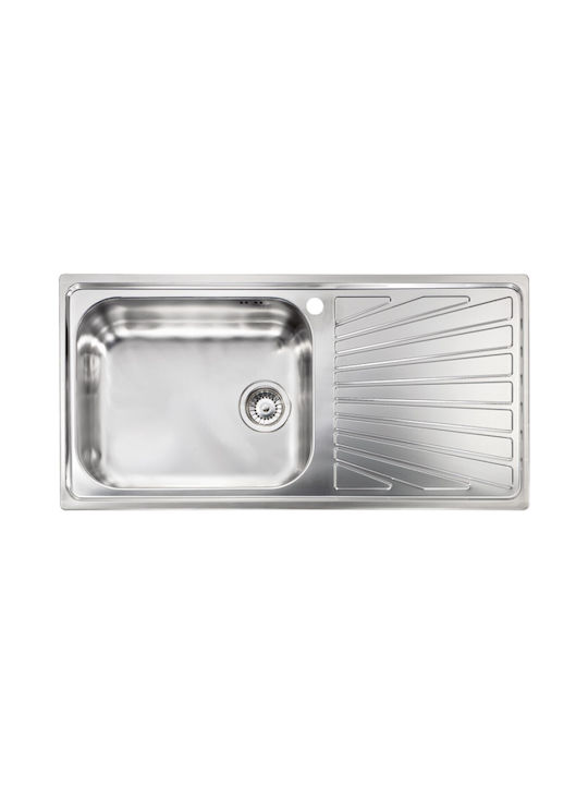 Sanitec Cometa Vessel Kitchen Sink Left Handed Inox Satin Finish L100xW50cm Silver