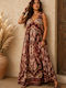 Καλοκαιρινό Maxi Φόρεμα Baroque Terracotta